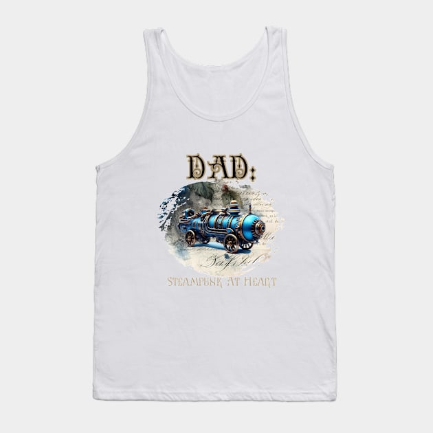 Dad: Steampunk At Heart Vintage Locomotive - Golden Version Tank Top by Té de Chocolate